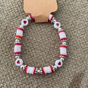Valentines Heishi Bracelet handmade new Hearts